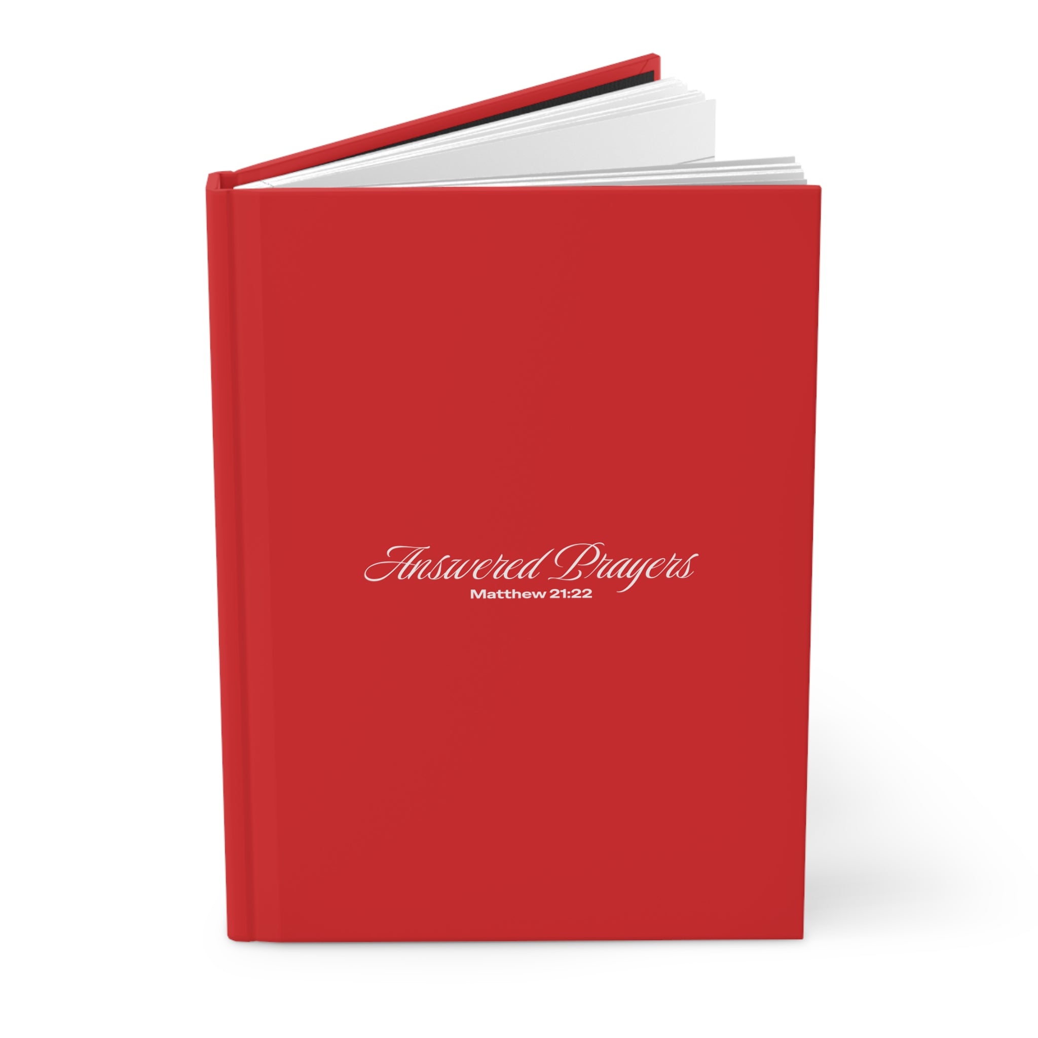Answered Prayers (Matthew 21:22) Hardcover Journal, Christian Prayer Notebook, Red & White