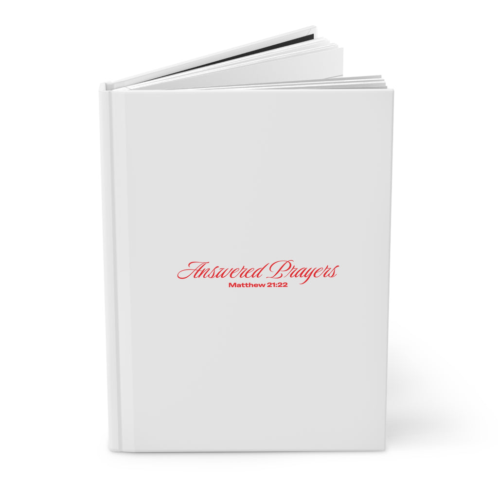 Answered Prayers (Matthew 21:22) Hardcover Journal | Christian Prayer Notebook, White & Red