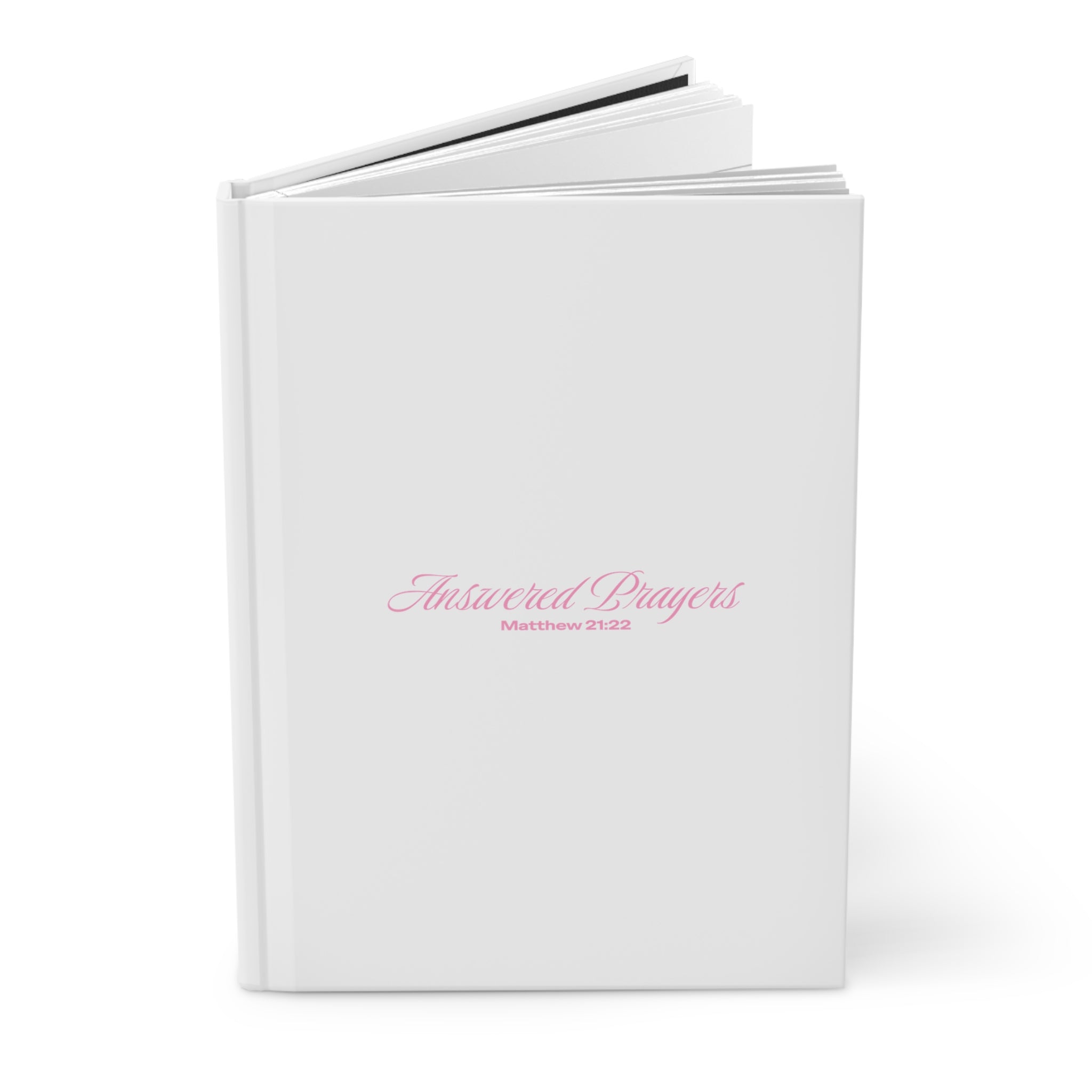 Answered Prayers (Matthew 21:22) Hardcover Journal | Christian Prayer Notebook, White & Pink